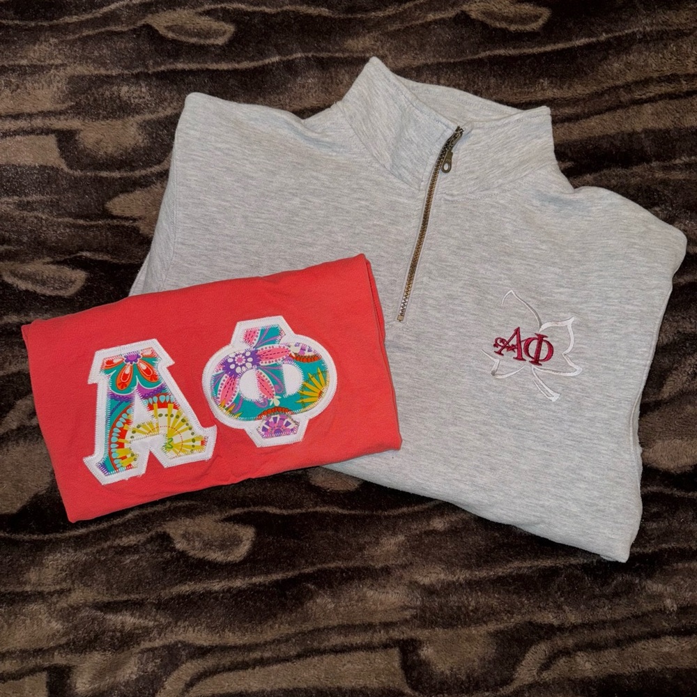 Alpha Phi Sorority Hard Letters & Quarter Zip Bundle